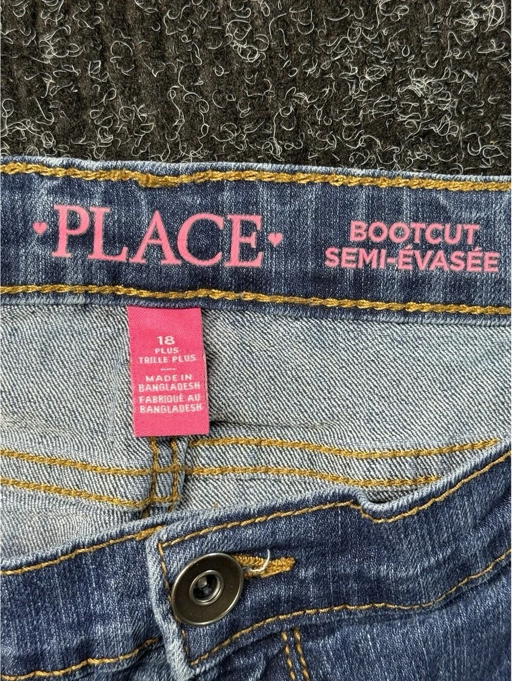 Children’s Place Girls Size 18 Plus Bootcut Jeans Medium Wash Distressed Denim